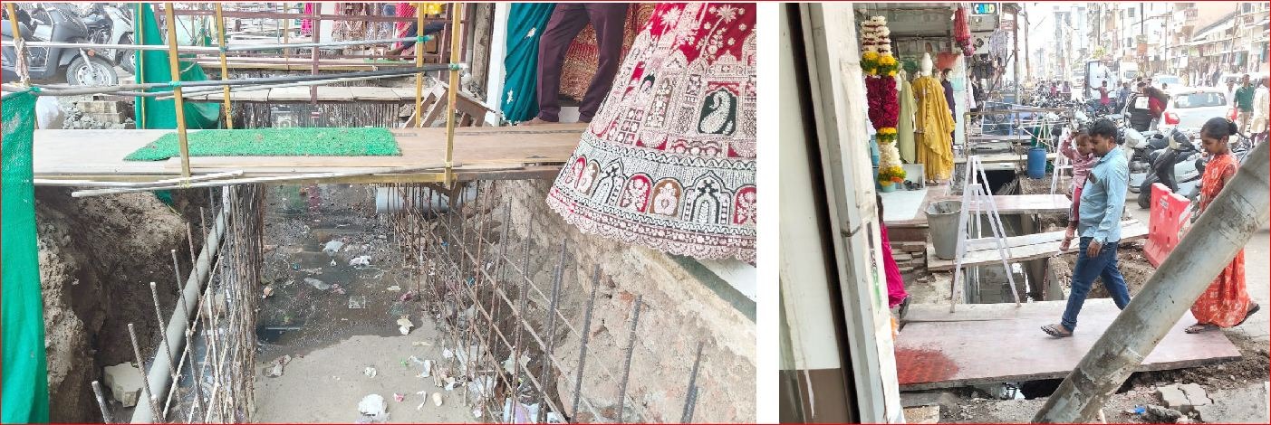 વાપી મુખ્ય બજારની ગટર લાઈનની કામગીરી બંધ રહેતા સ્થાનિક, દુકાનદારો પરેશાન