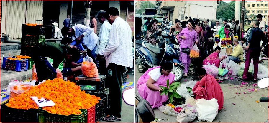 વાપીના બજારમાં ફૂલોની ખરીદી માટે વહેલી સવારથી ભીડ
